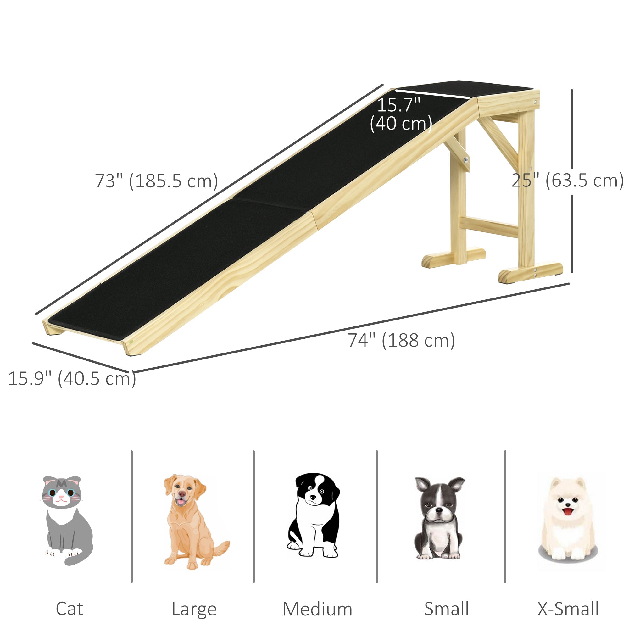 Pet Ramp Bed Steps for Dogs Cats Non-slip Carpet 74