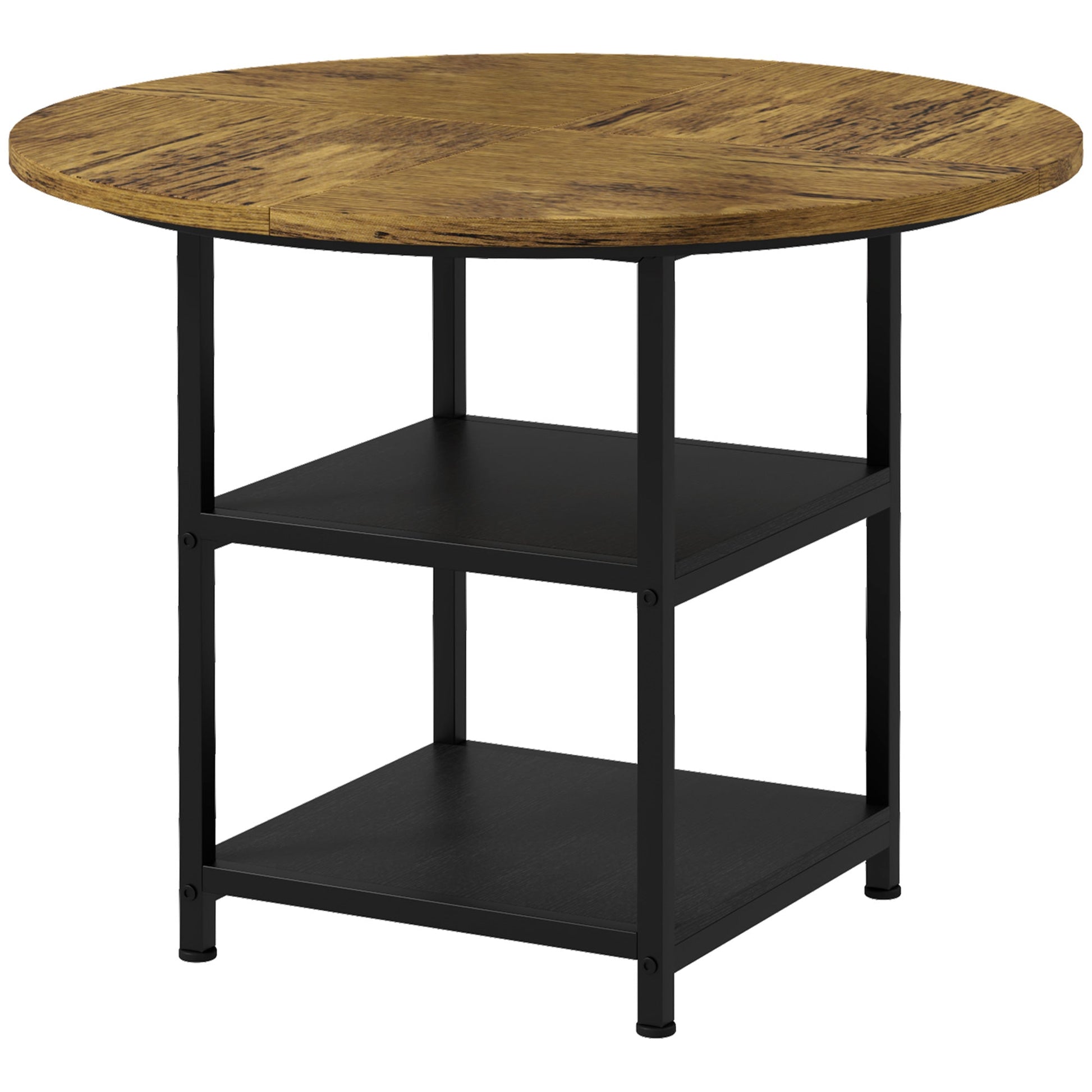 Round Kitchen Table for 4-6 People, 39.4 Inch Industrial Dining Table with Storage Shelves, Rustic Brown Bar Tables & Dining Tables Multi Colour  at Gallery Canada