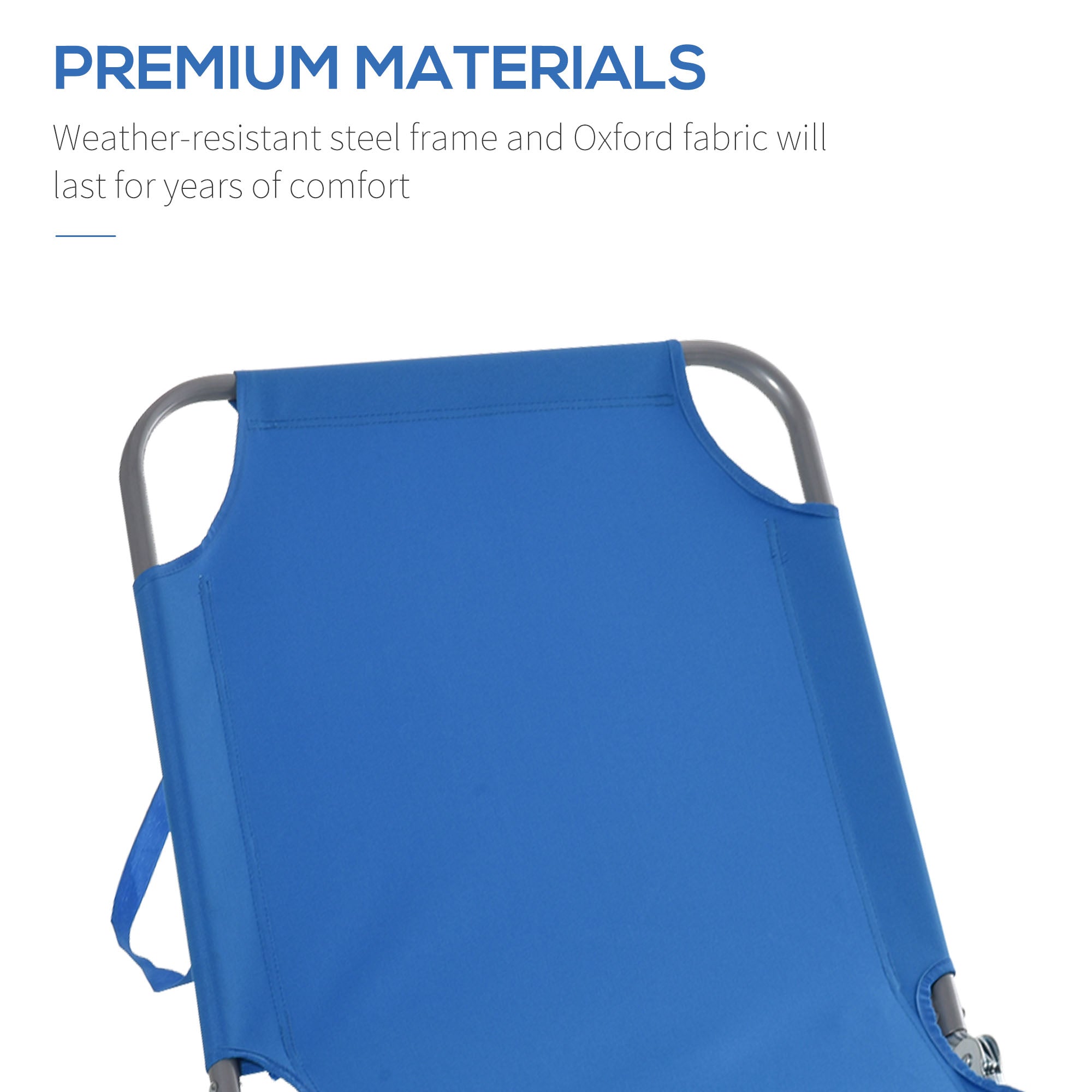 Folding Outdoor Lounge Chair, Portable Reclining Beach Lounger with Breathable Mesh Fabric, Sun Lounge Bed Camping Cot for Patio, Garden, Poolside, Blue Lounger Chairs at Gallery Canada