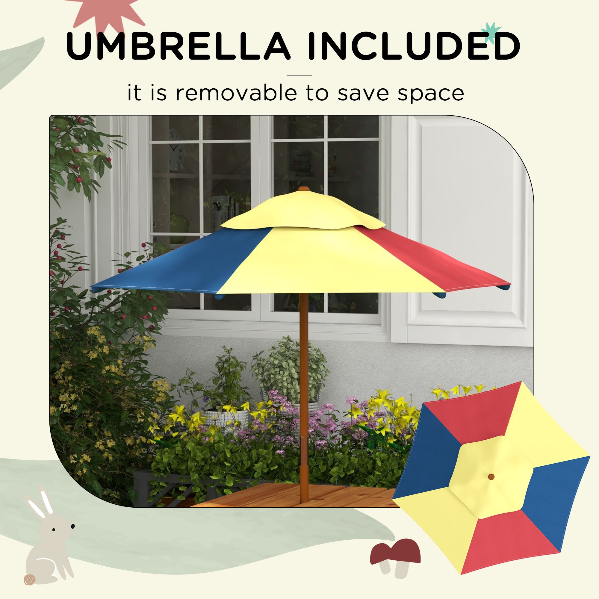 Toddler Water Table Kids Sand &; Water Table with Removable Foldable Umbrella for Patio Lawn Garden, Aged 3-6 Years Old Kids Outdoor Furniture at Gallery Canada