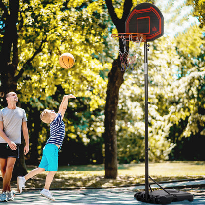 7-8.5ft Basketball Hoop, Freestanding Basketball System with 27.5" Shatterproof Backboard and Wheels, Black Basketball   at Gallery Canada