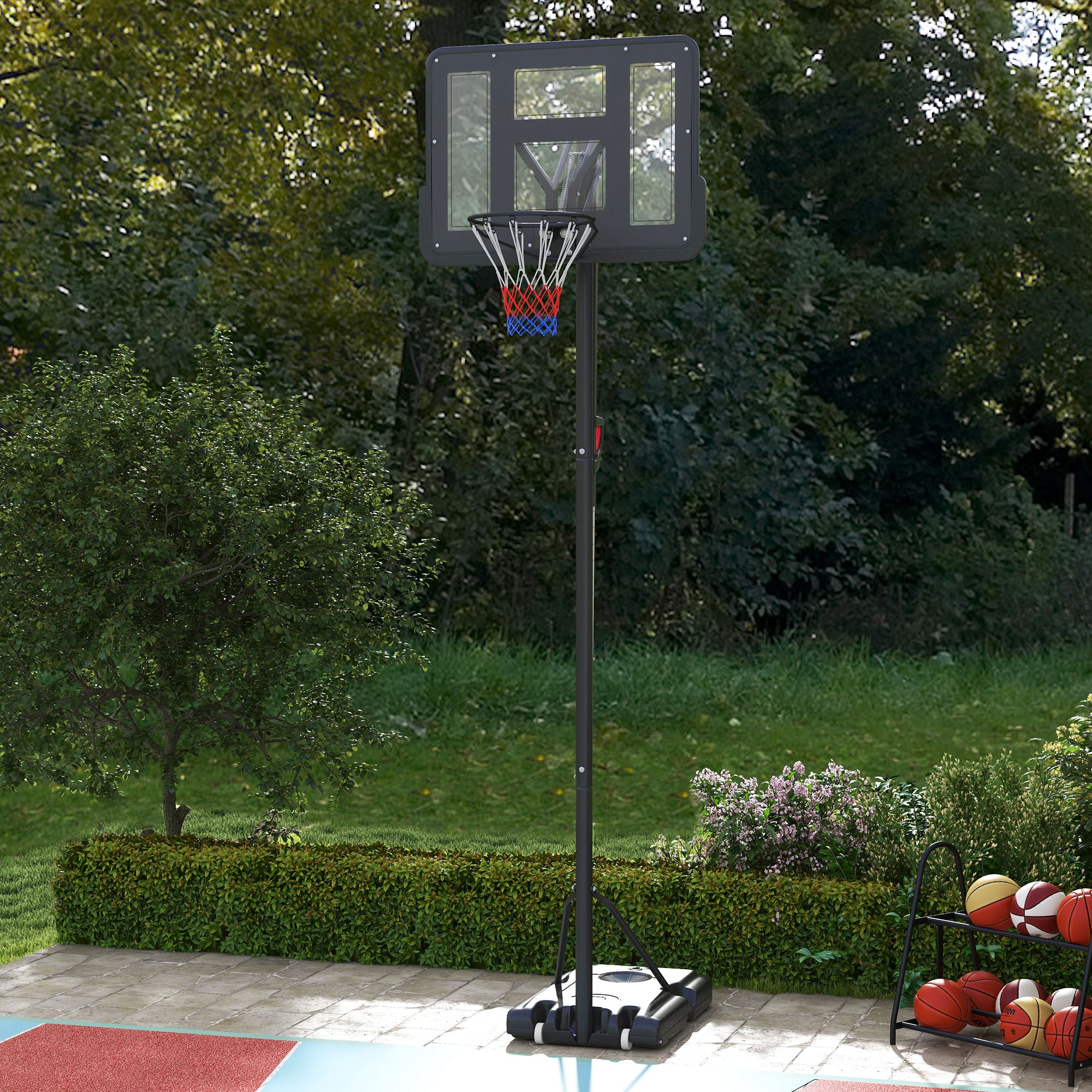 7.7-10ft Basketball Hoop, Freestanding Basketball System with 43'' Shatterproof Backboard and Wheels Basketball   at Gallery Canada