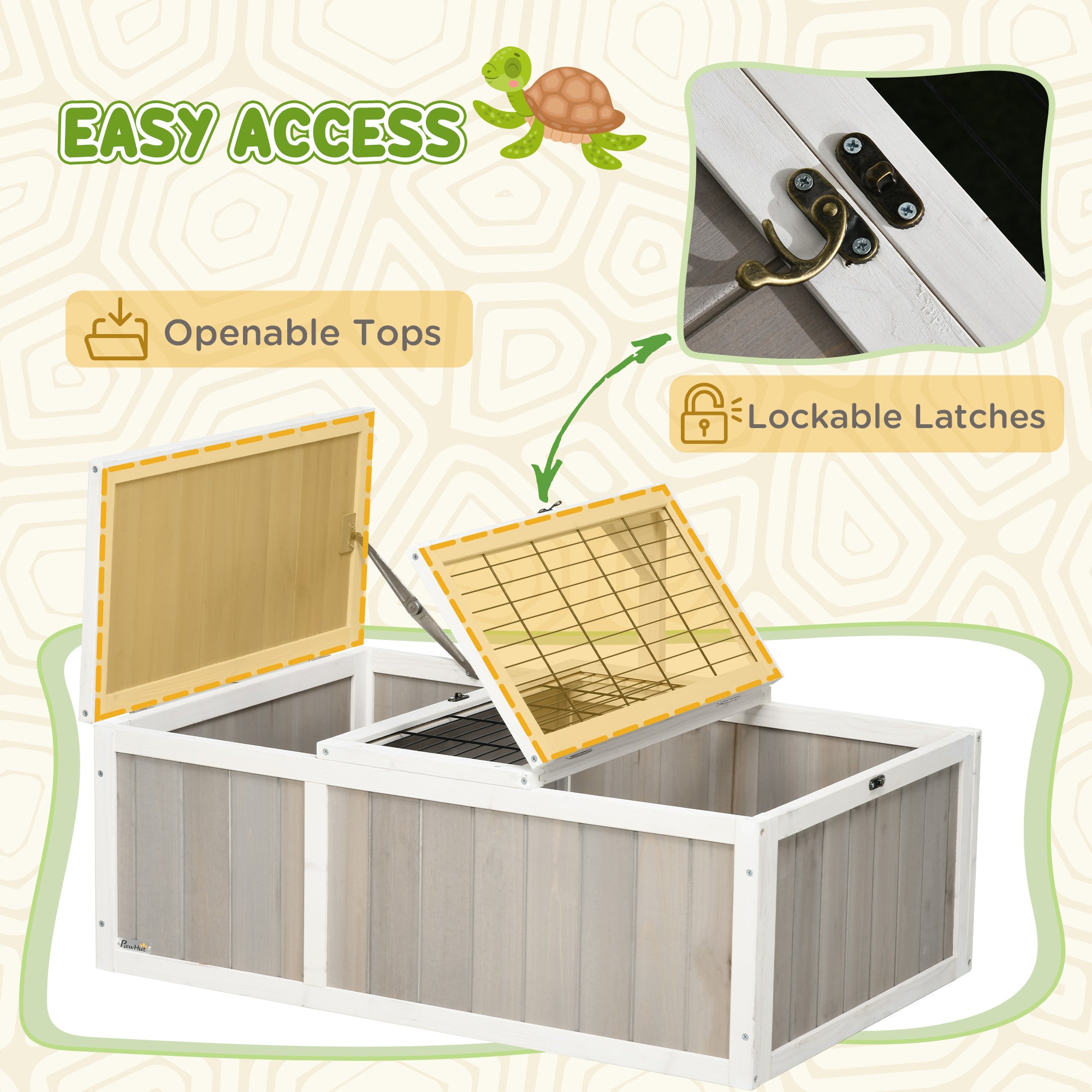 Wooden Tortoise Habitat with Openable Top, Run Cage, Two Rooms, Grey Houses & Habitats at Gallery Canada