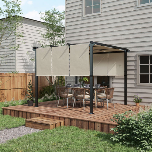 10' x 10' Metal Pergola, Outdoor Pergola with Retractable Canopy, for Garden, Patio, Backyard, Deck