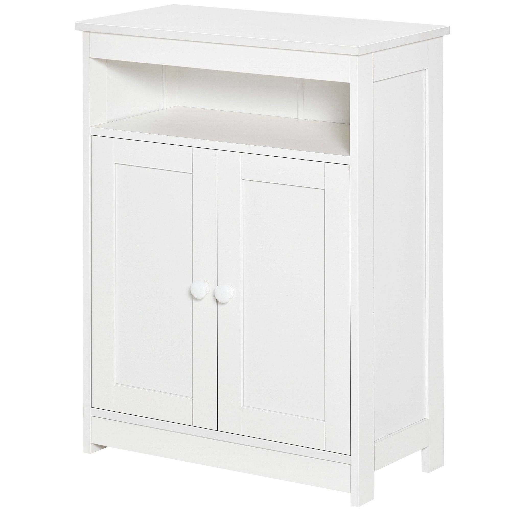 Accent Cabinet, Wood Free Standing Storage Organizer with Double Doors and Adjustable Shelf for Living Room, Kitchen, White Bathroom Cabinets at Gallery Canada