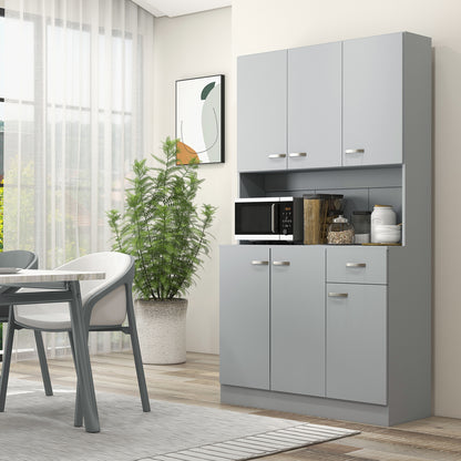 71" Modern Buffet with Hutch, Freestanding Kitchen Hutch with Storage Cabinets, Drawer, Microwave Counter, Grey Kitchen Pantry Cabinets   at Gallery Canada