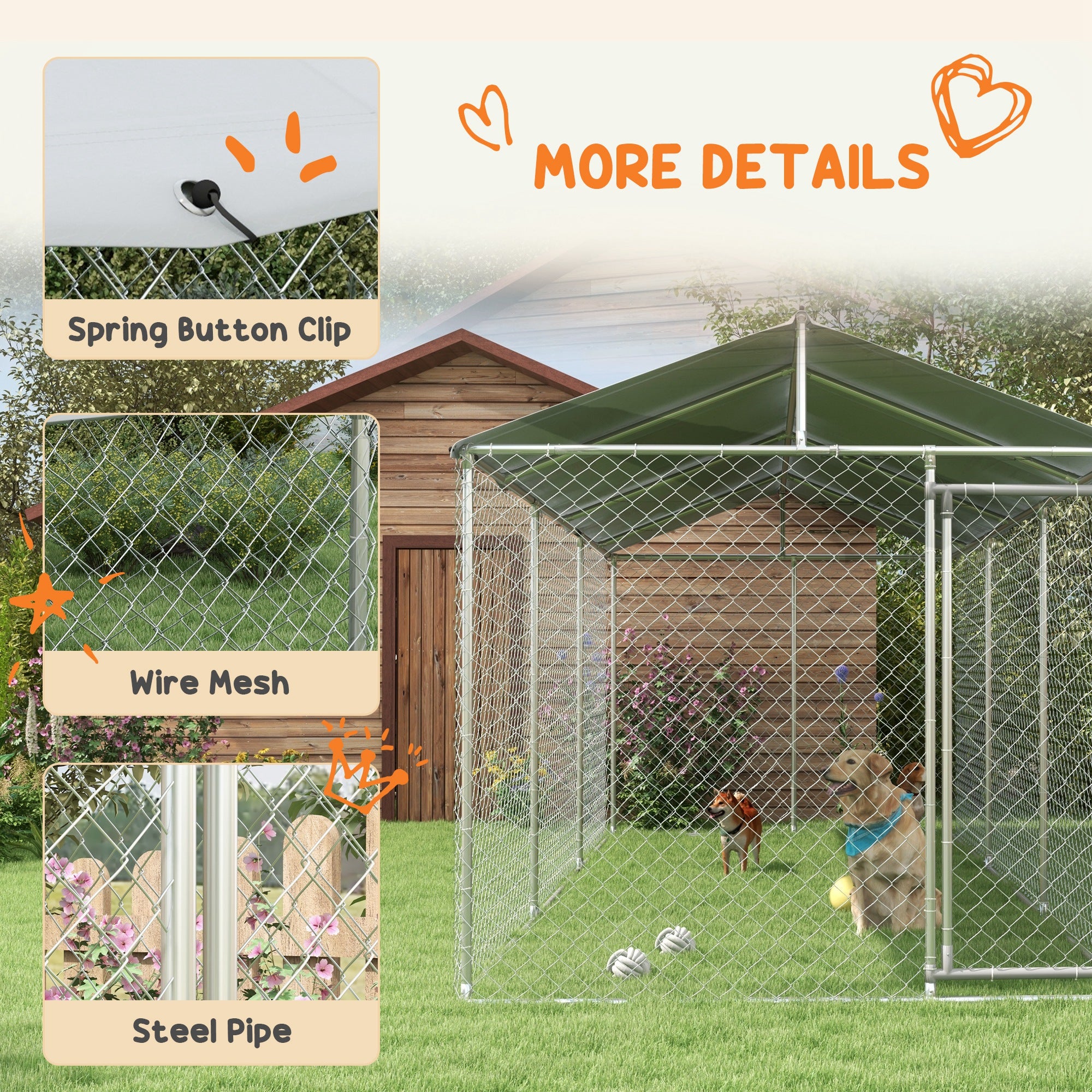 19.7' x 7.5' x 7.5' Outdoor Dog Kennel Dog Run with Waterproof, UV Resistant Cover for All-Sized Dogs, Silver Houses, Kennels & Pens   at Gallery Canada