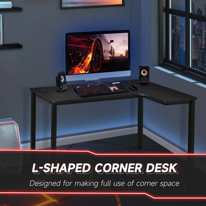 L-Shaped Desk, 57 Inch Corner Desk, Computer Table, Writing Workstation for Home Office with Cable Management, Black Writing Desks   at Gallery Canada