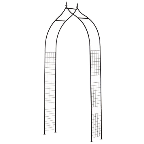 8FT Metal Garden Arch, Decorative Arbor Trellis for Climbing Plants, Wedding, Party, Event, Holiday, Black