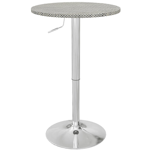 Adjustable Bar Table for 2, Round Pub Table with PE Rattan Top and Steel Base for Home Bar, Small Dining Room, Grey