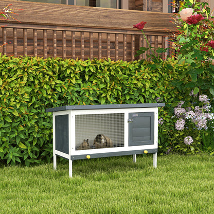 Wooden Outdoor Rabbit Hutch for Small Pet w/ Slide-out Tray, Openable Roof, 35" W x 18" D x 26" H, Black Rabbit Hutch   at Gallery Canada