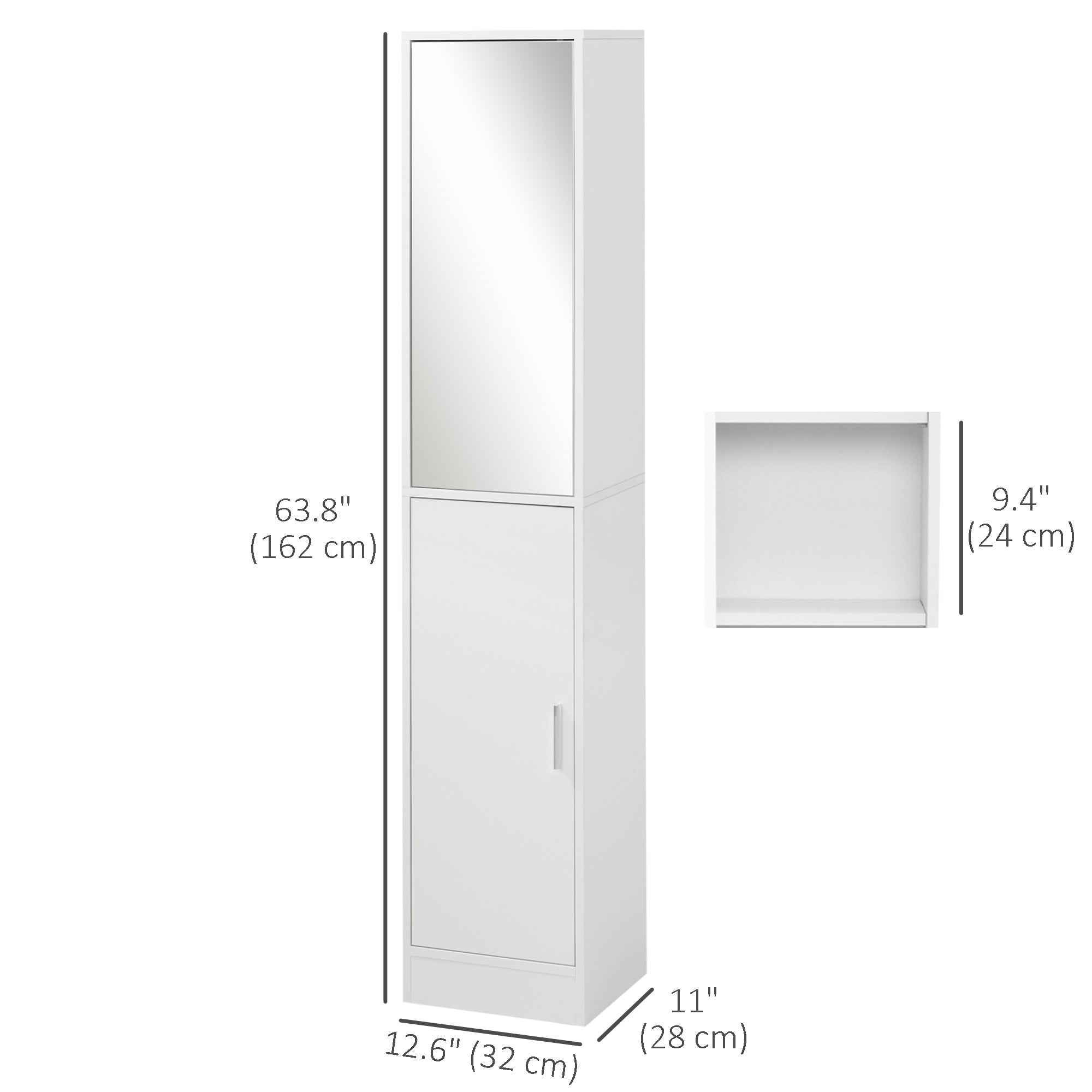 Tall Bathroom Cabinet with Mirror Narrow Bathroom Storage Cabinet with Doors Adjustable Shelves for Small Spaces White Bathroom Cabinets   at Gallery Canada