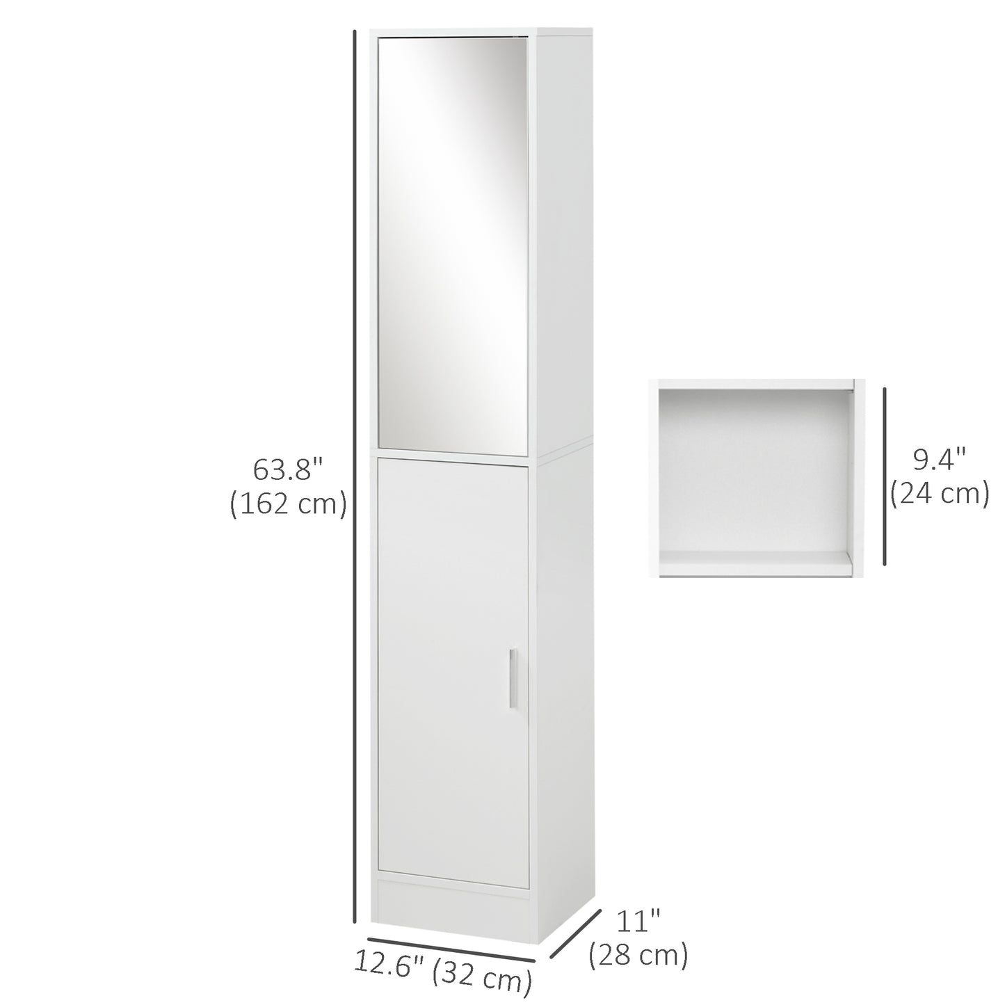 Tall Bathroom Cabinet with Mirror Narrow Bathroom Storage Cabinet with Doors Adjustable Shelves for Small Spaces White Bathroom Cabinets   at Gallery Canada