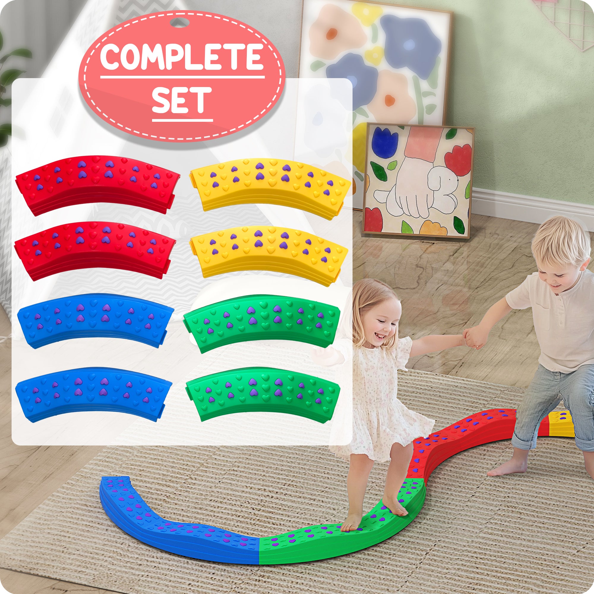 8PCs Kids Balance Beam Stepping Stones w/ Non-slip Foot Pads Baby Gym & Playmats at Gallery Canada