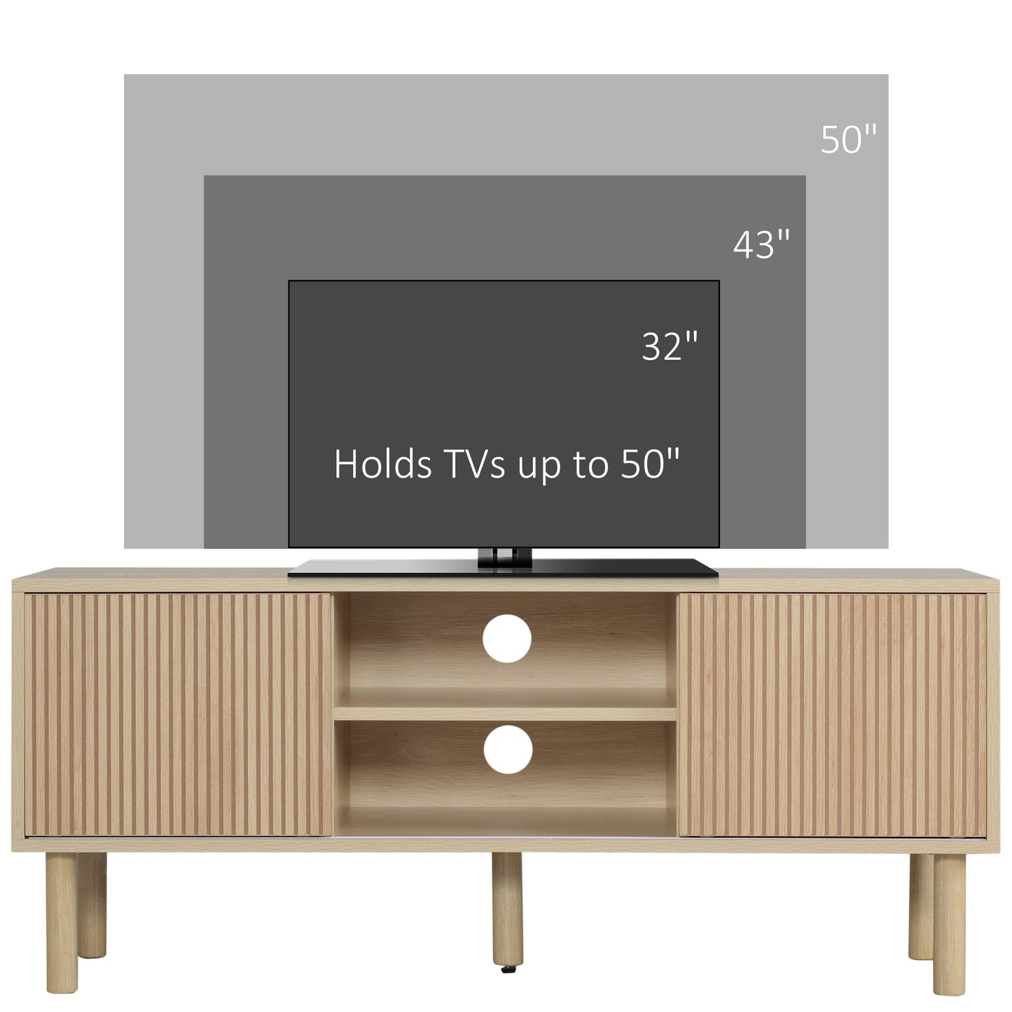 Modern TV Stand for TVs up to 50", TV Cabinet with Storage Shelves for Living Room, Natural TV Stands   at Gallery Canada