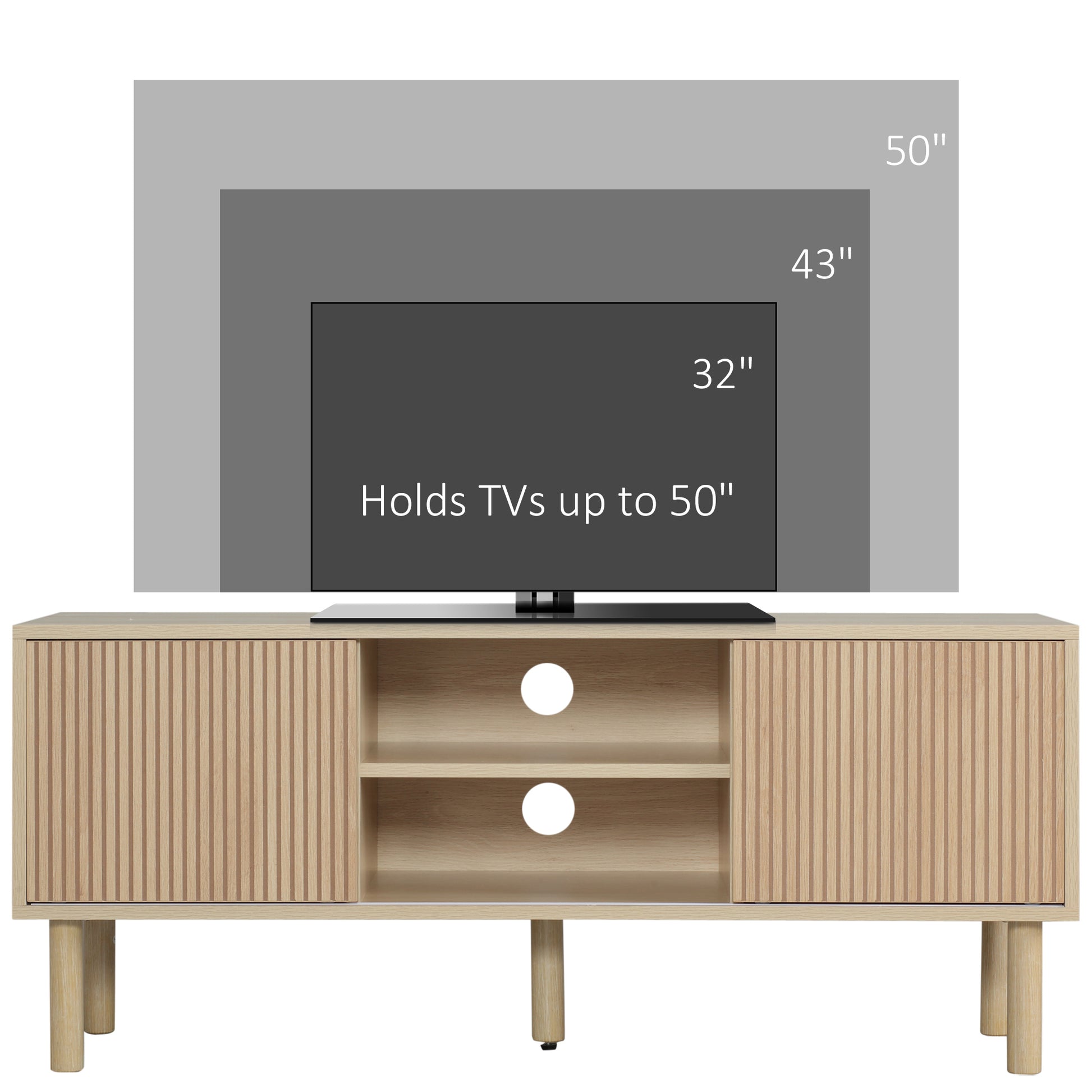 Modern TV Stand for TVs up to 50", TV Cabinet with Storage Shelves for Living Room, Natural TV Stands   at Gallery Canada