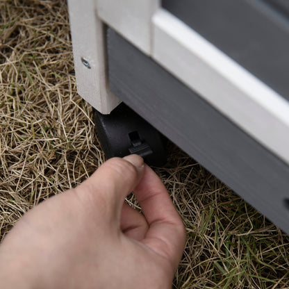 Elevated Wooden Rabbit Hutch with Slide-out Tray and Lockable Door, Grey Rabbit Hutch   at Gallery Canada