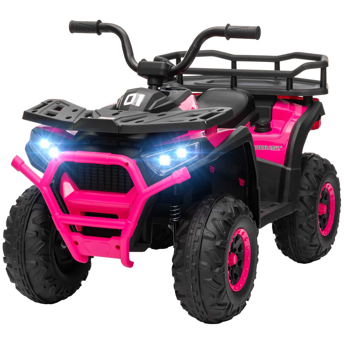 Kids ATV, 12V Battery Powered Electric Ride on Toy w/ Spring Suspension, Storage Basket, High &; Low Speed, Pink Electric Ride On Toys at Gallery Canada