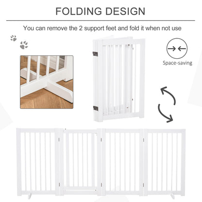 4 Panel Foldable Free Standing Pet Gate with Support Feet for Medium and Large Dogs, for Stairway, Doorway, Hallway Houses, Kennels & Pens   at Gallery Canada