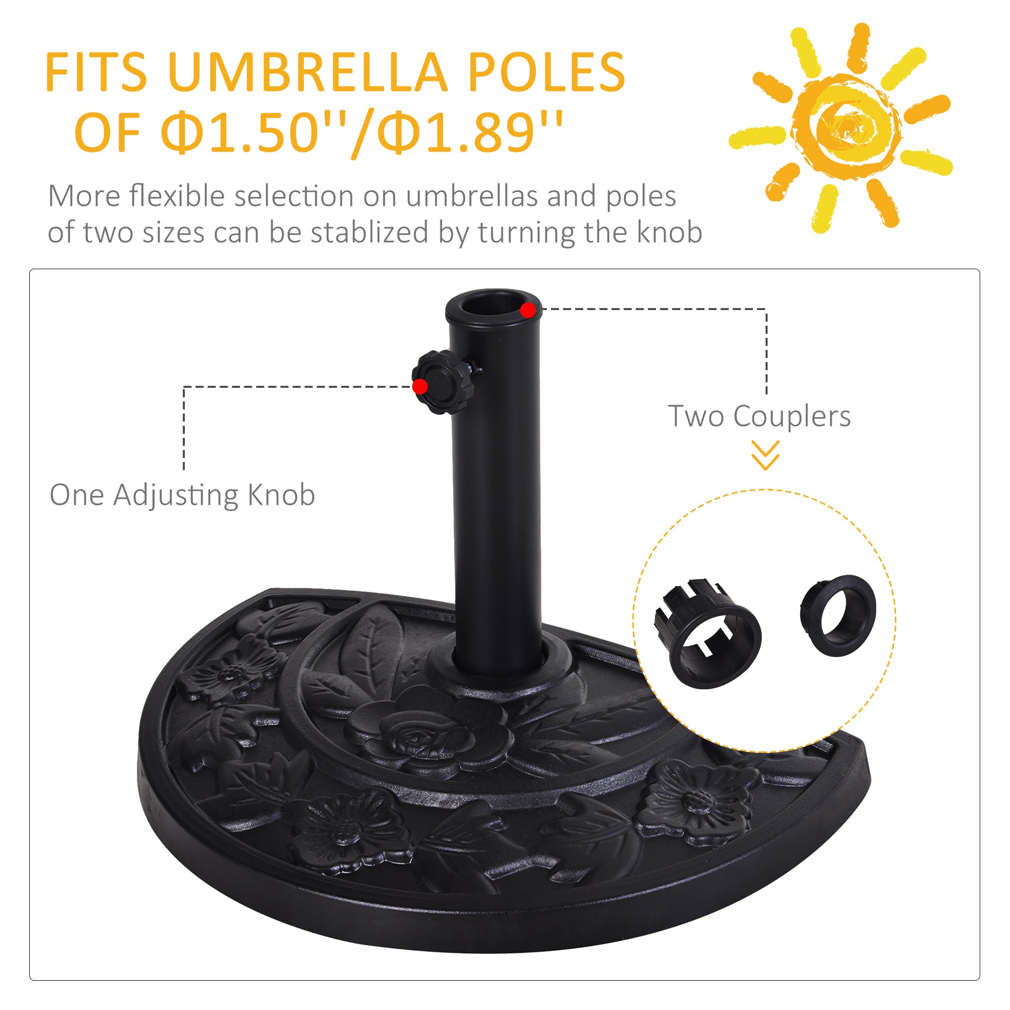 20 lbs Half Round Patio Umbrella Base 20