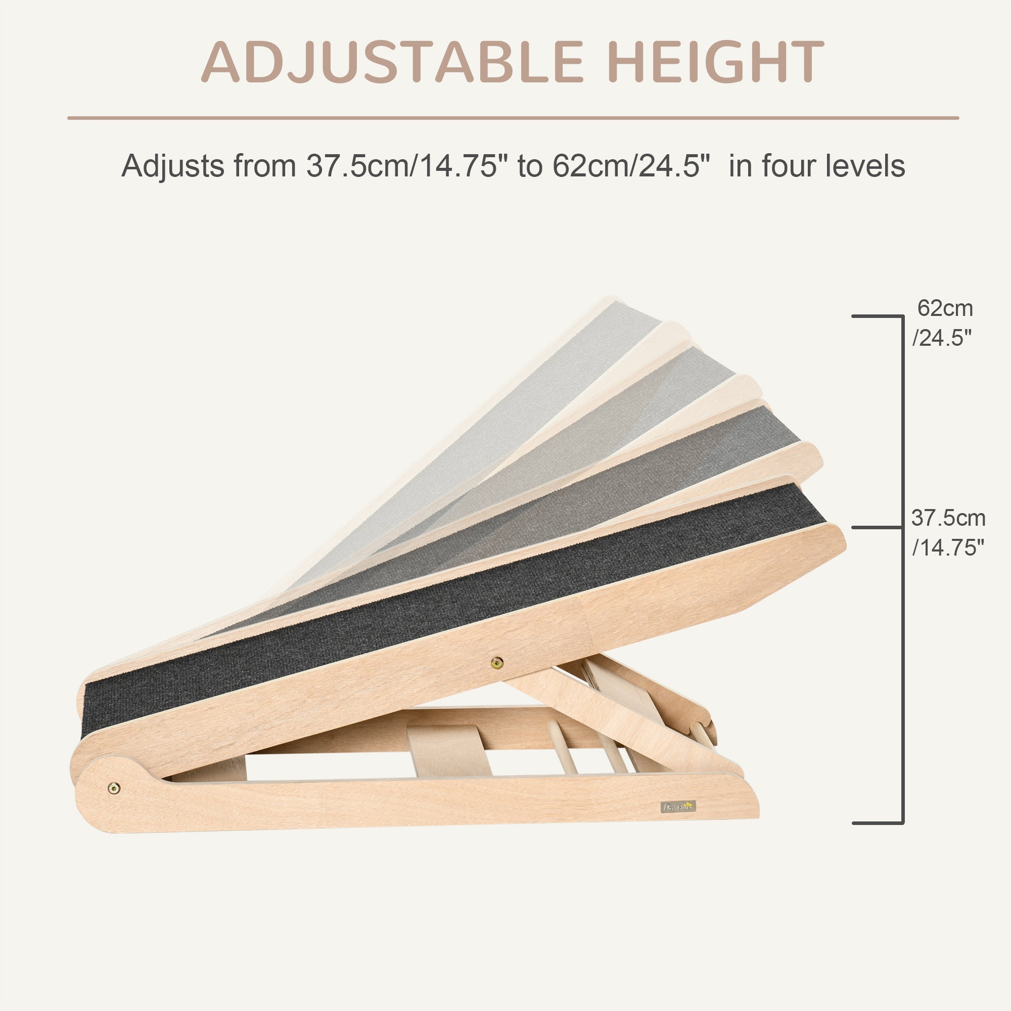 Foldable Height-Adjustable Pet Ramp for Small Dogs and Cats, Non-Slip Surface, Natural Dog Stairs   at Gallery Canada