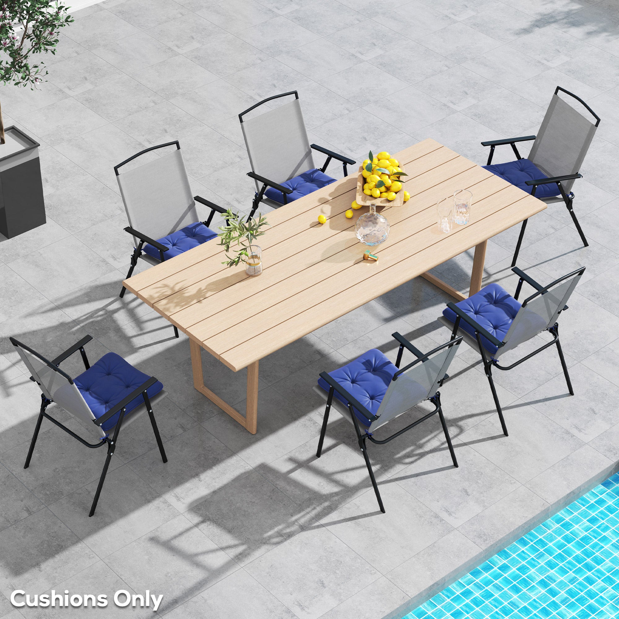 6-Piece Seat Cushion Replacement, Outdoor Patio Chair Cushions Set with Ties, Button Tufted, Dark Blue Patio Chair Cushions at Gallery Canada