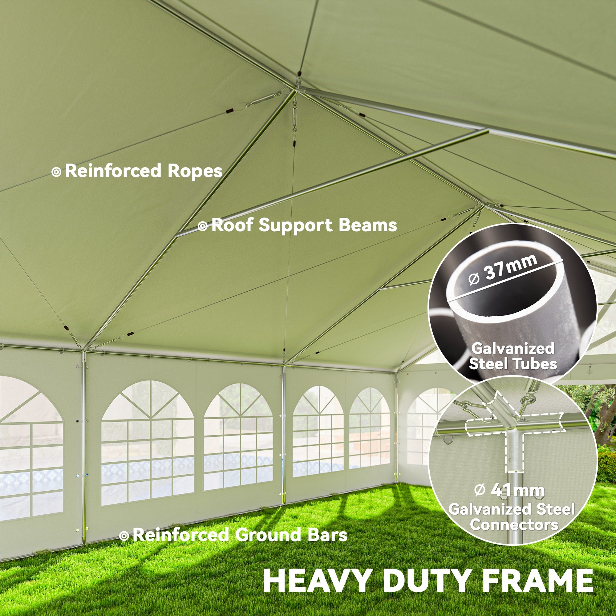 20' x 30' Heavy Duty Party Tent, Galvanized Outdoor Canopy Event Tent with Removable Window Sidewalls and Carry Bags Gazebos at Gallery Canada