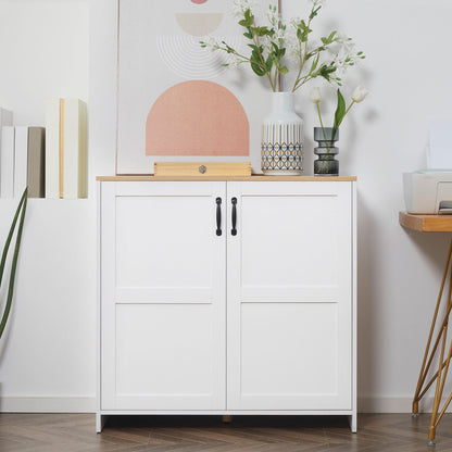 Kitchen Buffet Storage with 2 Doors and 2 Adjustable Shelves 90 x 39.5 x 88 cm White Storage Cabinets   at Gallery Canada