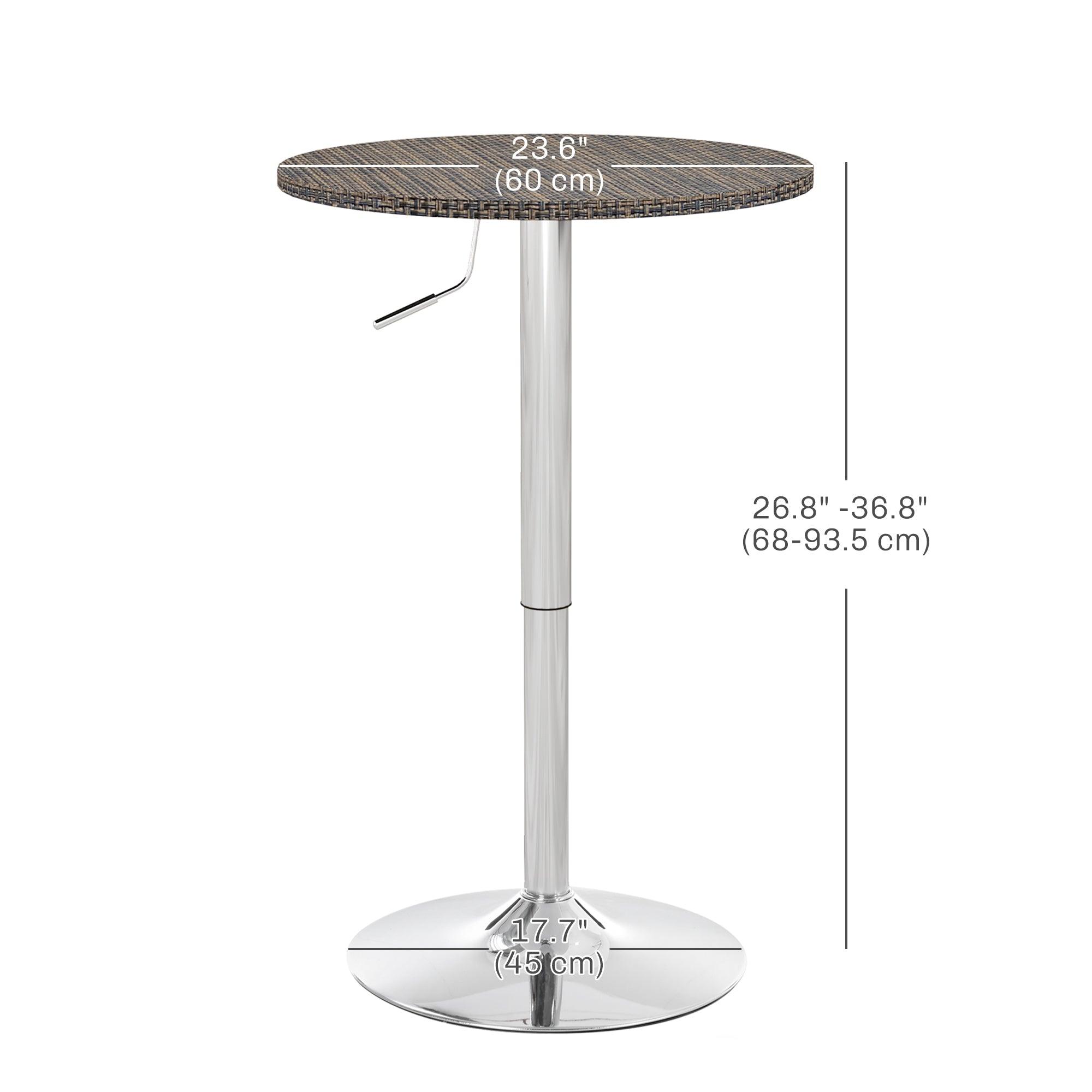 Adjustable Bar Table for 2, Round Pub Table with PE Rattan Top and Steel Base for Home Bar, Small Dining Room, Brown Bar Tables at Gallery Canada