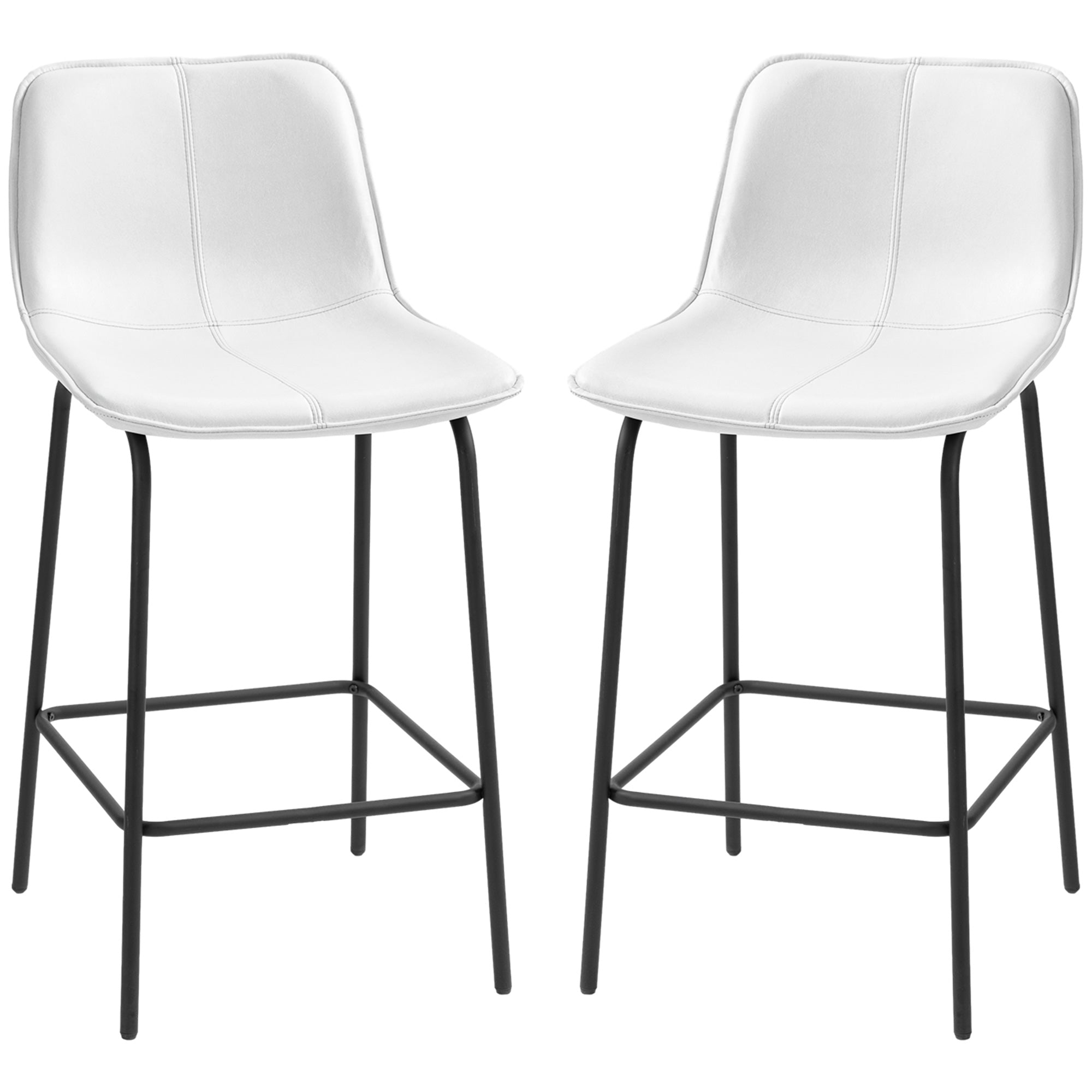 Bar Stools Set of 2, Upholstered Counter Height Bar Chairs, Kitchen Stools with Steel Legs Bar Stools Multi Colour  at Gallery Canada