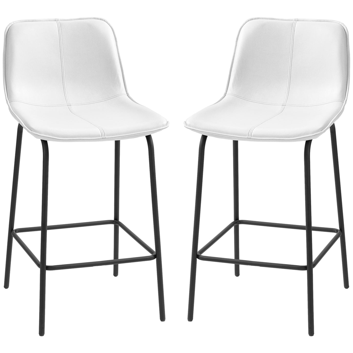 Bar Stools Set of 2, Upholstered Counter Height Bar Chairs, Kitchen Stools with Steel Legs Bar Stools Multi Colour  at Gallery Canada