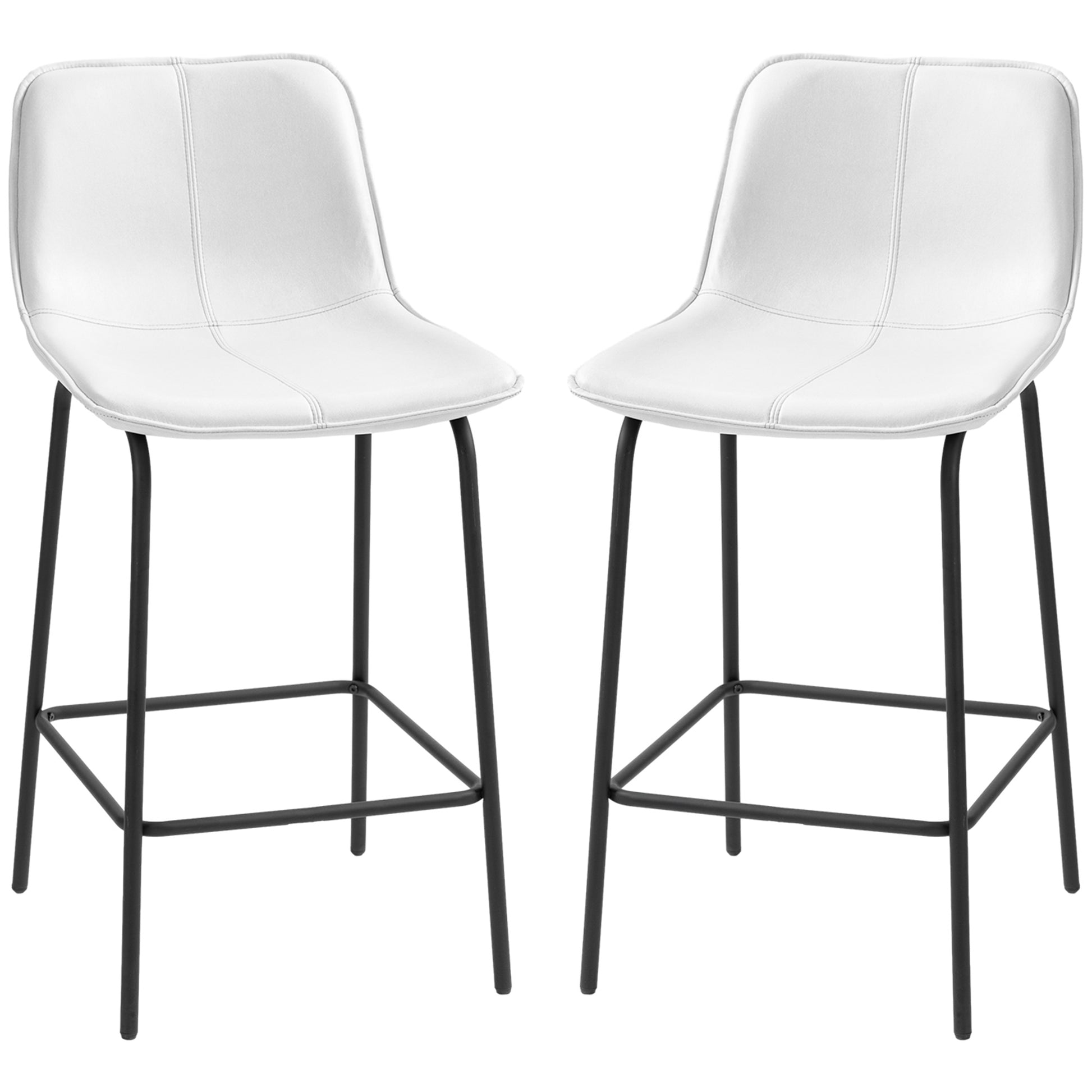 Bar Stools Set of 2, Upholstered Counter Height Bar Chairs, Kitchen Stools with Steel Legs Bar Stools Multi Colour  at Gallery Canada