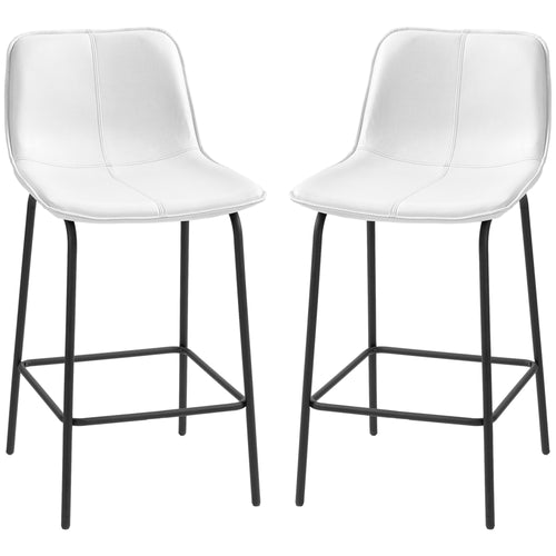 Bar Stools Set of 2, Upholstered Counter Height Bar Chairs, Kitchen Stools with Steel Legs