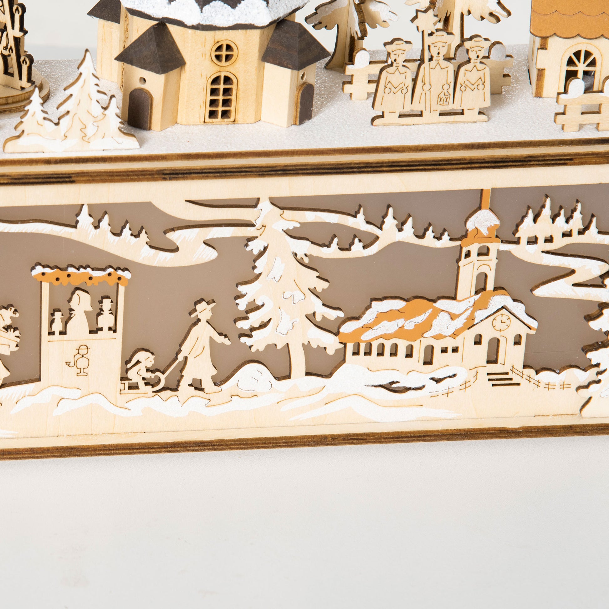 Desktop Christmas Decoration, Christmas Village Houses with Church, Windmill Battery Operated, Natural Wood Christmas Village Houses   at Gallery Canada