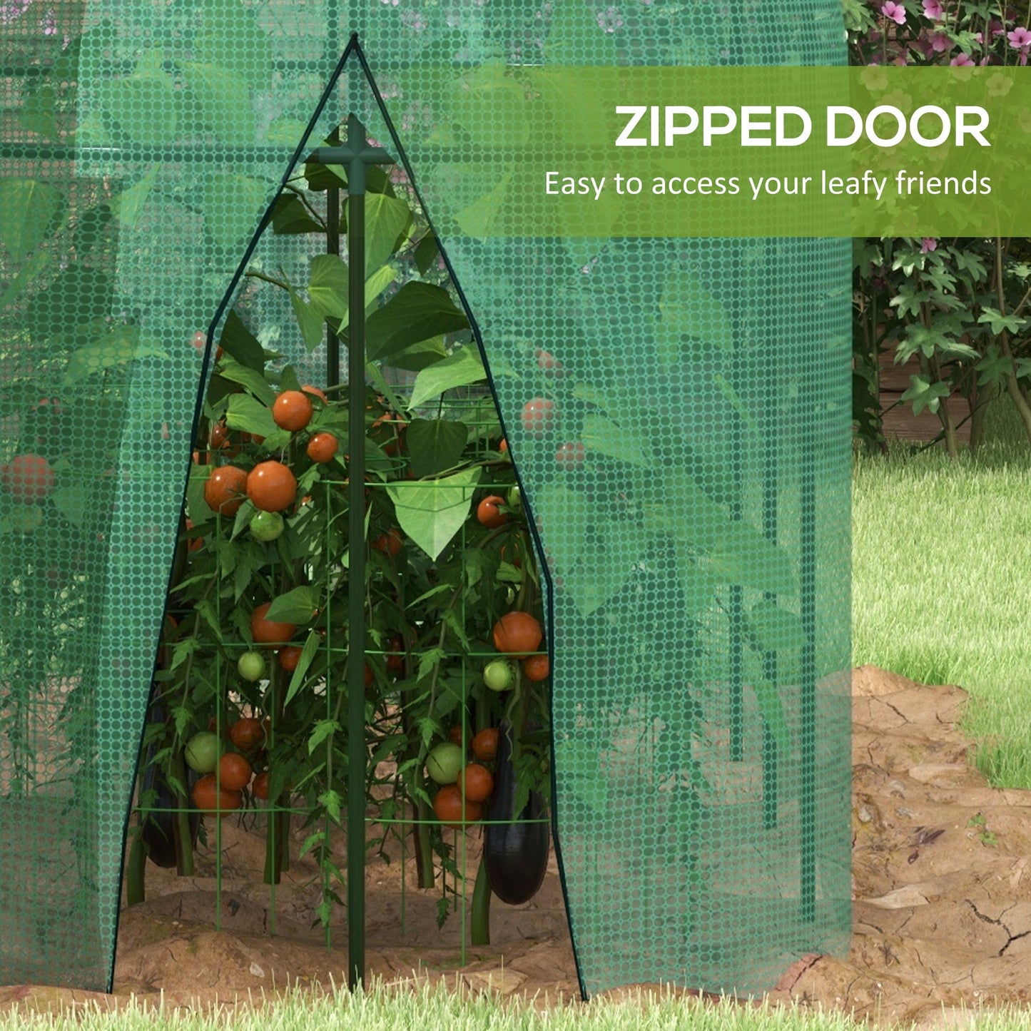 9.8' x 3.3' Plant Protector Tent, Crop Cage with Zipped Door and Ground Stakes, for Garden, Yard, Lawn Walk In Greenhouses   at Gallery Canada