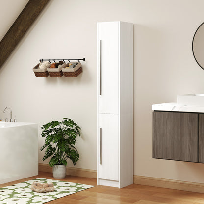 Freestanding Tall Bathroom Storage Cabinet with Adjustable Shelves, Bathroom Organizer, White Wood Grain Bathroom Cabinets   at Gallery Canada