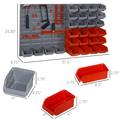 44PC Wall Mounted Storage Bins Parts Rack Kit with Storage Bins, Pegboard and Hooks, Garage Plastic Organizer, Red Tool Organizers   at Gallery Canada