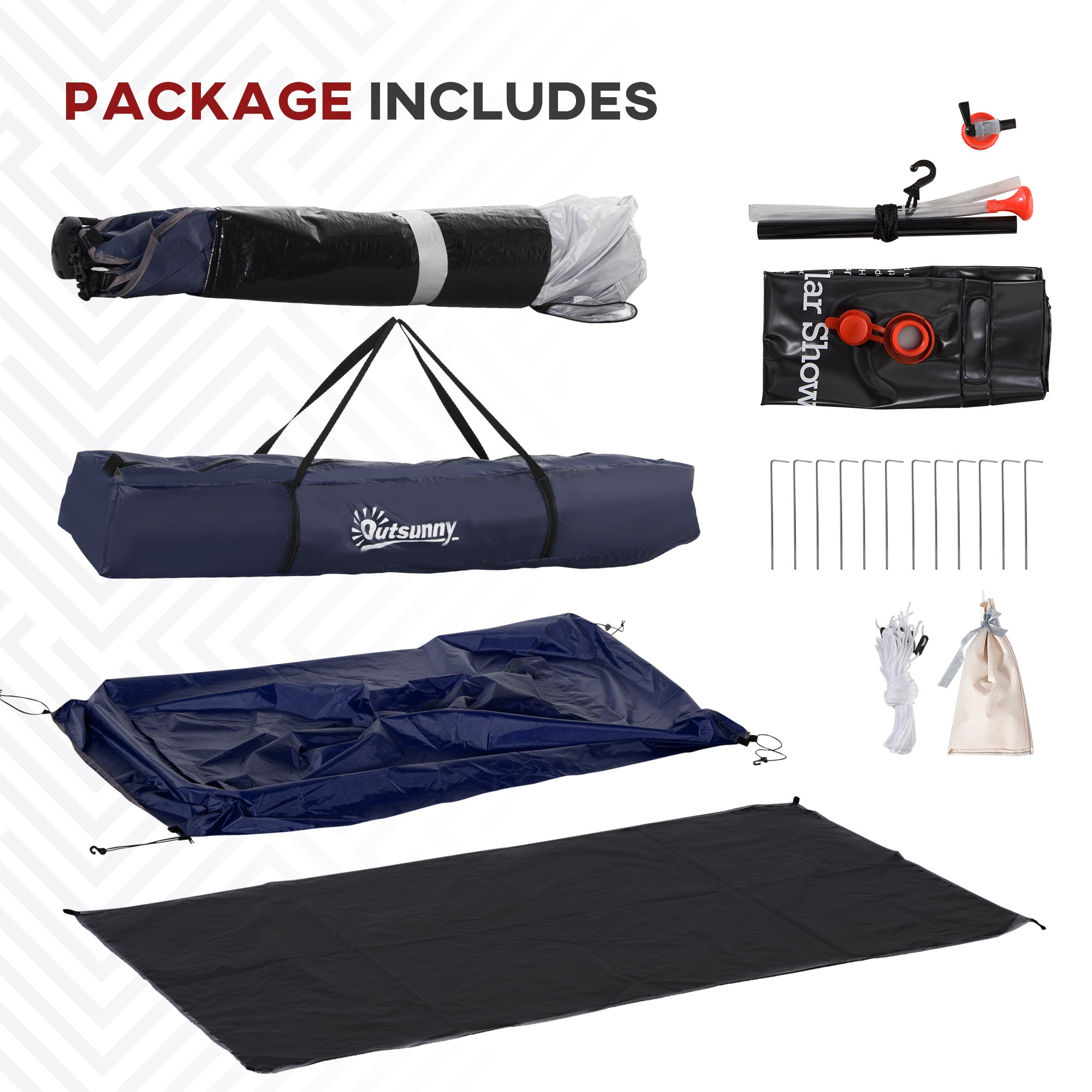 Outdoor Portable Pop Up Shower Tent Changing Tent Privacy Enclosure with 2 Rooms, Shower Bag, Floor for Camping, Blue Camping Tents at Gallery Canada