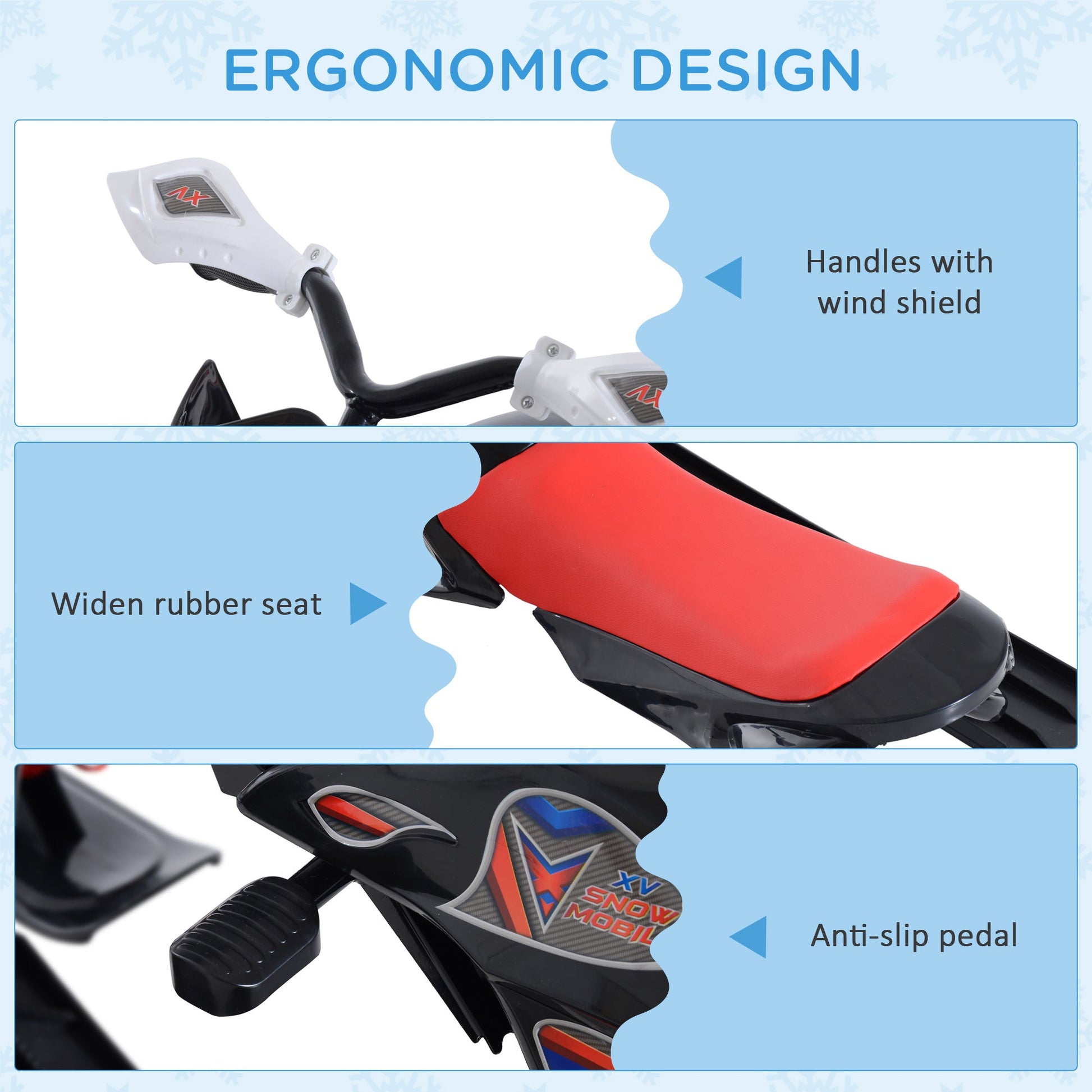 Snow Racer Sleds for Kids with Padded Rubber Seat, Snow Motor with Wind Shield Handle and Anti-slip Pedal, Winter Gift for Boys and Girls Snow Scooters   at Gallery Canada