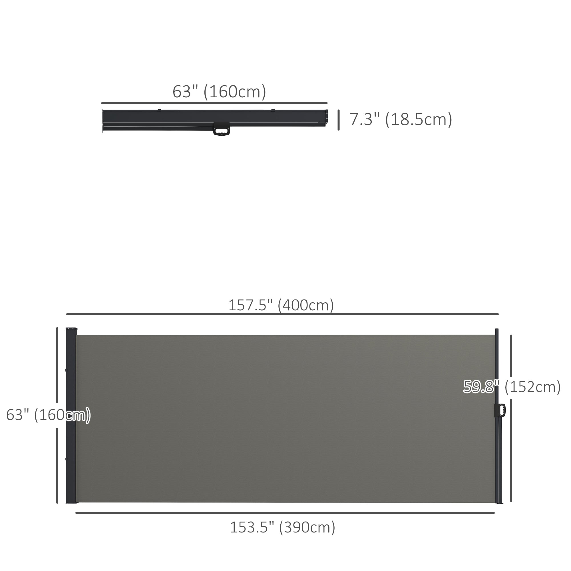 13' x 5' Retractable Side Awning, Outdoor Privacy Screen for Garden, Hot Tub, Balcony, Terrace, Pool, Dark Grey Side Awnings at Gallery Canada
