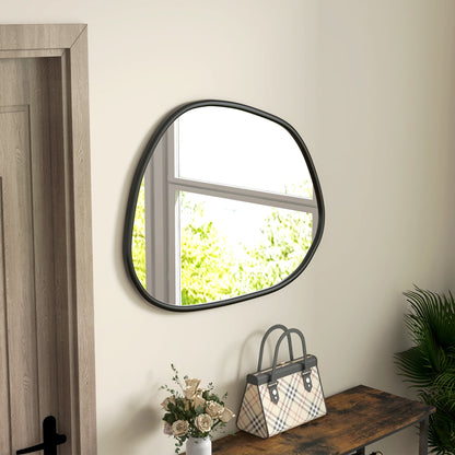 31.5" x 23.5" Irregular Mirror, Decorative Vanity Mirror with Pine Wood Frame for Bathroom, Living Room, Bedroom, Black Wall Mirrors   at Gallery Canada