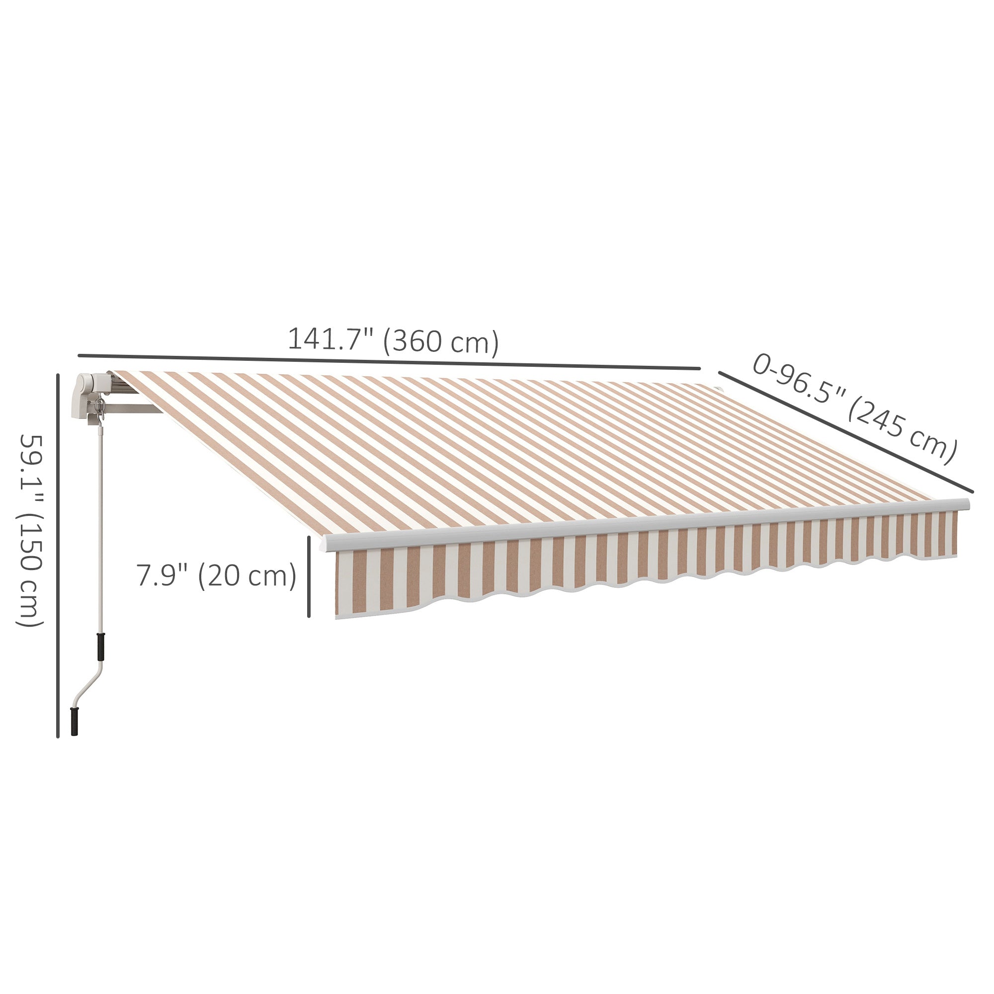 12' x 10' Retractable Awning Patio UV Resistant Fabric and Aluminum Frame for Deck, Balcony, Yard, Beige Deck Awnings at Gallery Canada