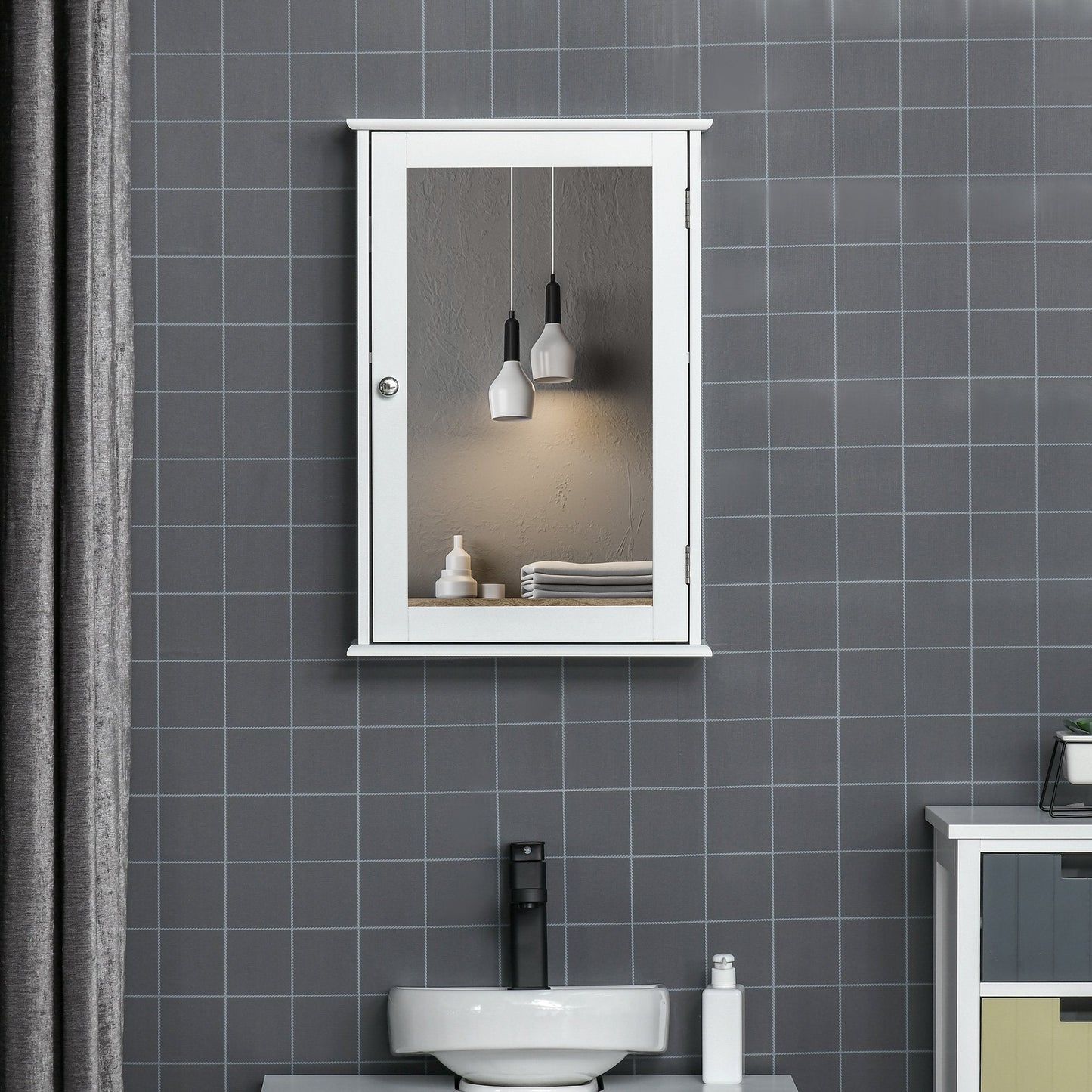 Bathroom Mirror Cabinet, Wall Mounted Medicine Cabinet, Storage Cupboard with Door and Shelves, White Mirror Medicine Cabinets   at Gallery Canada