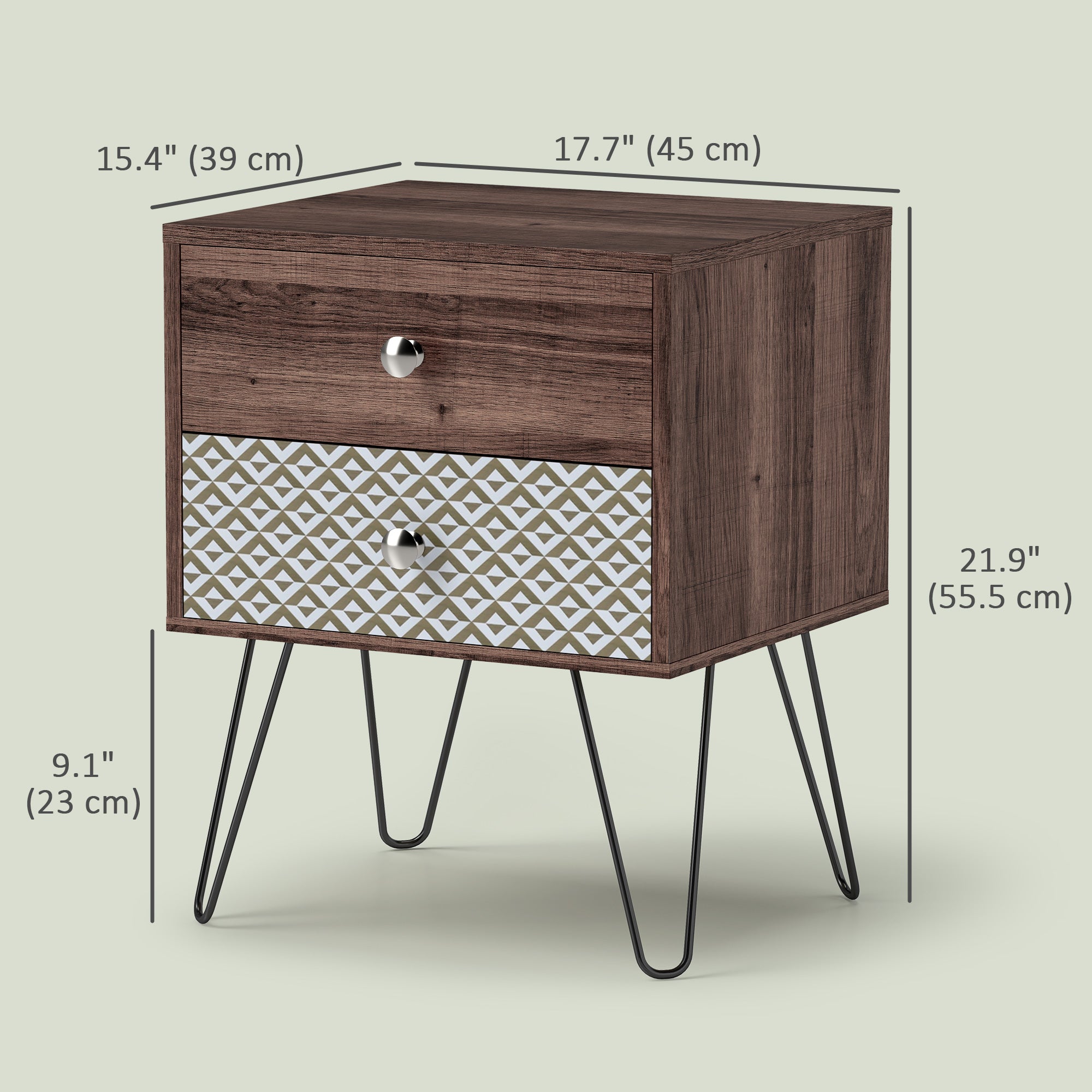 Side Table with Drawers, Nightstand, Bedside Table, Sofa End Table, for Bedroom, Brown Bedside Tables at Gallery Canada