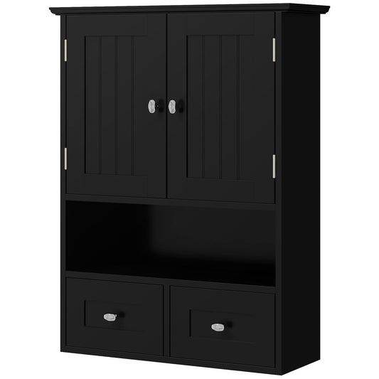 Medicine Cabinet, Bathroom Wall Cabinet with Shelf and Drawers for Hallway, Living Room, Black Wall Mounted Cabinets   at Gallery Canada