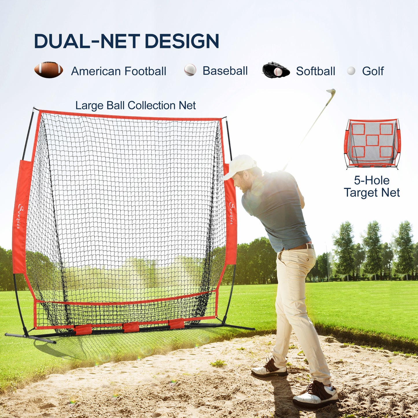 6' x 6' Baseball Net for Hitting Pitching Practice with Carry Bag, Red Baseball   at Gallery Canada