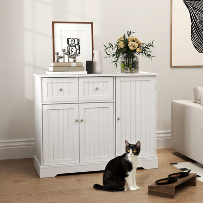 Cat Litter Box Enclosure with Drawer, Storage, Anti-tip Kit, for Living Room, Bedroom, White Cat Litter Box Enclosures at Gallery Canada