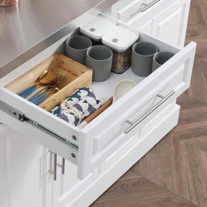 Rolling Kitchen Island with Storage and Stainless Steel Top, Kitchen Trolley with Drawers, Cabinets, Towel Rack Kitchen Islands & Kitchen Carts   at Gallery Canada