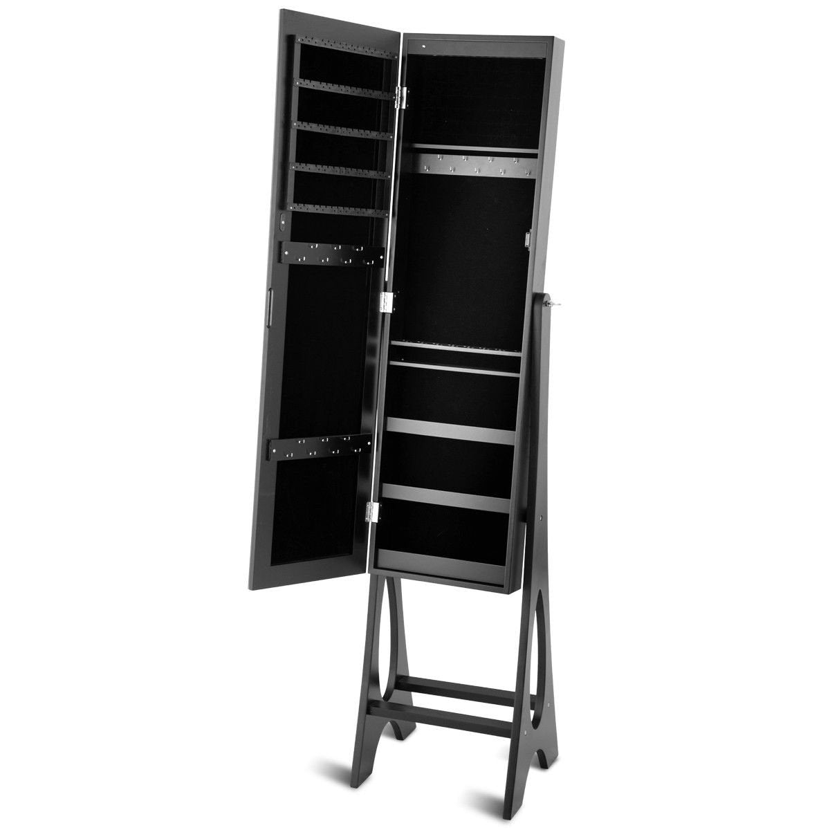 Standing Mirror Jewelry Cabinet, Black Jewelry Armoires   at Gallery Canada