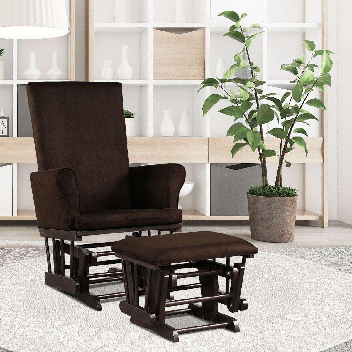 Baby Nursery Relax Rocker Rocking Chair Glider & Ottoman Set, Coffee Recliners   at Gallery Canada